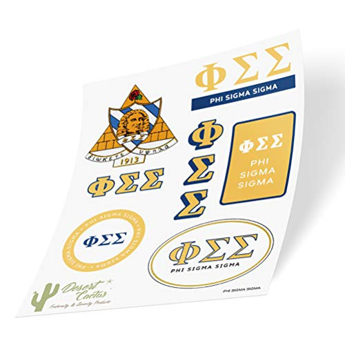 Phi Sigma Sigma Standard Sticker Sheet Decal Laptop Water Bottle Car Full Sheet - Standard