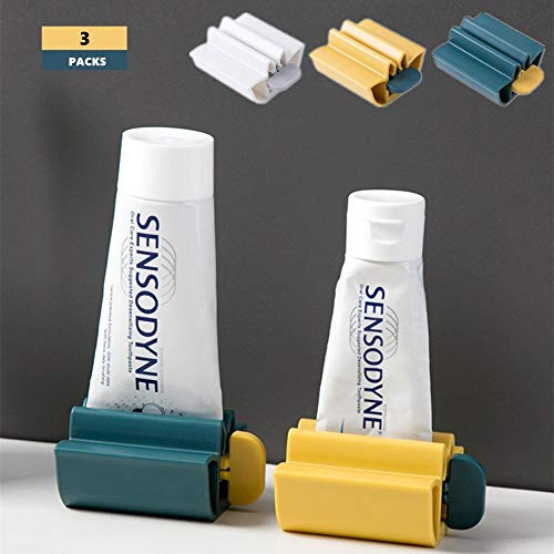 Toothpaste Squeezer Rolling Tube Toothpaste Holder Toothpaste Seat Holder Stand for Bathroom Multifunction Manual Rotate Toothpaste Dispenser  3 Pcs