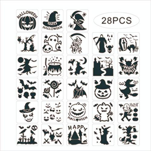 28 Pieces Happy Halloween Stencils 5 x 5 Inch Halloween Symbol Plastic Drawing Templates - Pumpkin Ghost Witch Bat Spider Halloween Theme Painting Template Stencils 28 Pieces Happy Halloween Stencils 5 x 5 Inch Halloween Symbol Plastic Drawing Templates - Pumpkin Ghost Witch Bat Spider Halloween Theme Painting Template Stencils