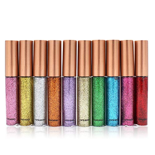 10 Colors Liquid Glitter Eyeliner  Metallic Shimmer Glitter Eyeshadow  Long Lasting Waterproof Sparkling Eyeliner Eye Shadow