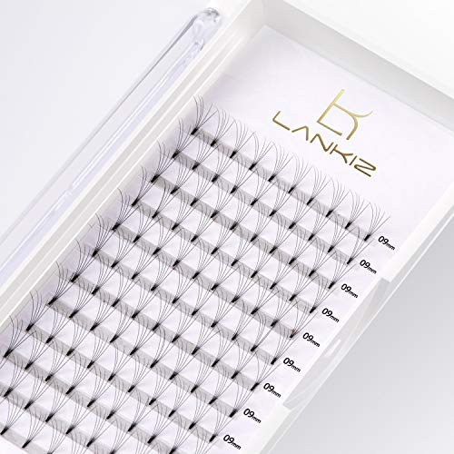 LANKIZ Volume Lash Extensions Premade Fans Eyelash Extensions 5D 0-07mm D Curl 12mm Long Stem Russian Volume Individual Lashes