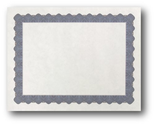 Metallic Border Parchment Certificate Paper - 250 Certificates - 8 1/2" x 11" - Premium Printable Blank Certificates (Blue)