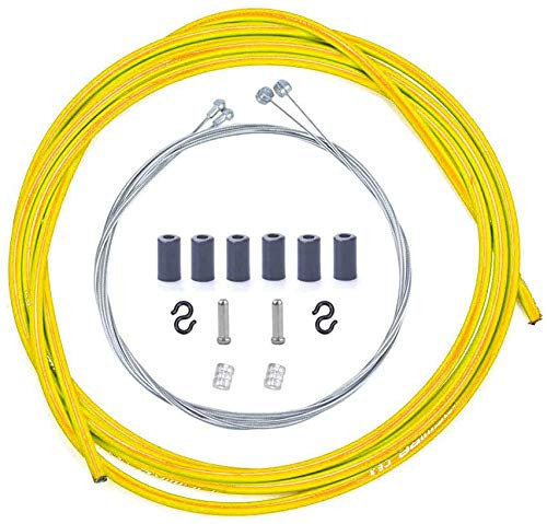 GAKA Bike Brake Cable Housing Set Mountain Bicycle Brake Cable and Housing Kit Brake Cable Wire Replacement Universal Standard for MTB or Road Bikes?Yellow?