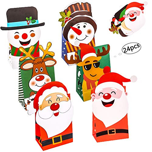 DERAYEE Christmas Paper Bags for Kids  24 Pcs Christmas Treat Goody Bags  Xmas Gifts Bags Party Favors DERAYEE Christmas Paper Bags for Kids  24 Pcs Christmas Treat Goody Bags  Xmas Gifts Bags Party Favors