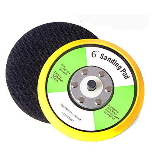 6-Inch Hook and Loop Backing Plates - DA Air Random Orbital Sander-Polisher PU Backing Pad for Sanding Finishing Polishing Buffing  5-16-24 Threads 1 Piece-