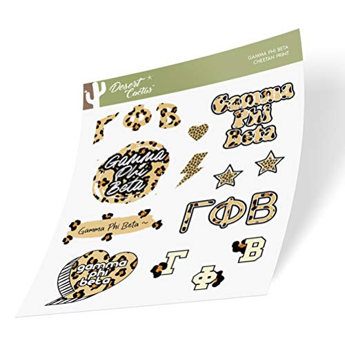 Gamma Phi Beta Sticker Decal Laptop Water Bottle Car Cheetah Print Sheet