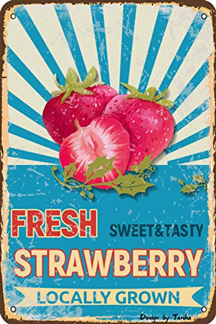 Fresh Strawberry Sweet   Tasty Locally Grown Farm Decor Iron Poster Painting Tin Sign Vintage Wall Decor for Cafe Bar Pub Home Beer Decoration Crafts
