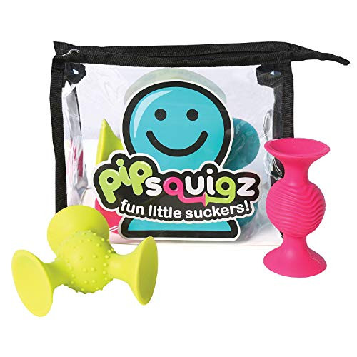 Fat Brain Toys PipSquigz 6 Piece Set with Storage Bag - Exclusive Rattle Suction Toy Building Set with Bonus Carrying Case - BPA-Free Fat Brain Toys PipSquigz 6 Piece Set with Storage Bag - Exclusive Rattle Suction Toy Building Set with Bonus Carrying Case - BPA-Free