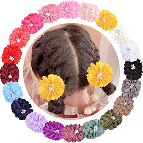 ALinmo 40 Pieces 2  Chiffon Flower Hair Bows Clips Fully Lined Alligator Clips Hair Barrettes Accessories for Baby Girls Infants Toddlers Kids 20colors In Pairs ALinmo 40 Pieces 2  Chiffon Flower Hair Bows Clips Fully Lined Alligator Clips Hair Barrettes Accessories for Baby Girls Infants Toddlers Kids 20colors In Pairs
