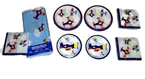 Lil' Flyer Airplane Party Bundle 9" Plates (16) 7" Plates (16) Napkins (48) Cups (16) Table Cover (1)