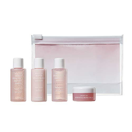 ELISHACOY Moist Up Hyalurone Travel Kit Toner-Emusion-Ampoule Serum-Cream 15ml each - Containing Hyaluronic Acid Long Lasting Moisturizing Skin Care Sample Kit