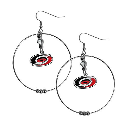 NHL Siskiyou Sports Womens Carolina Hurricanes 2 Inch Hoop Earrings One Size Team Color NHL Siskiyou Sports Womens Carolina Hurricanes 2 Inch Hoop Earrings One Size Team Color