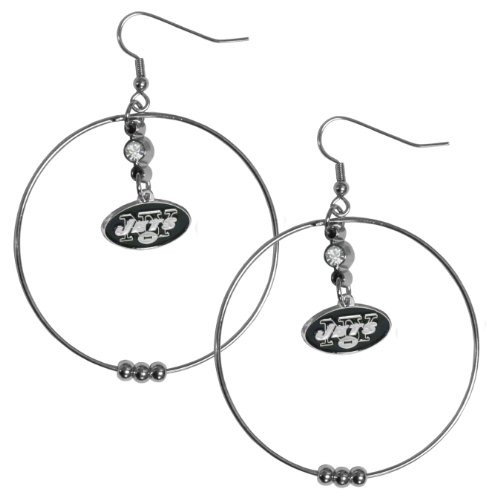 NFL Siskiyou Sports Womens New York Jets 2 Inch Hoop Earrings One Size Team Color NFL Siskiyou Sports Womens New York Jets 2 Inch Hoop Earrings One Size Team Color