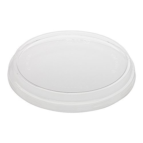 Basic Nature Round Clear Plastic Deli Container Flat Lid - Compostable - 4 1-2  x 4 1-2  x 3-4  - 50 count box - Restaurantware