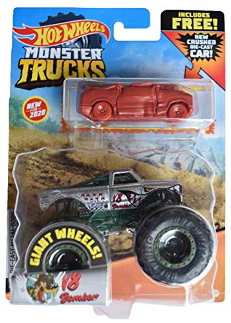 Hot Wheels Monster Trucks 1 64 Scale V8 Bomber  Includes New Crushed Car