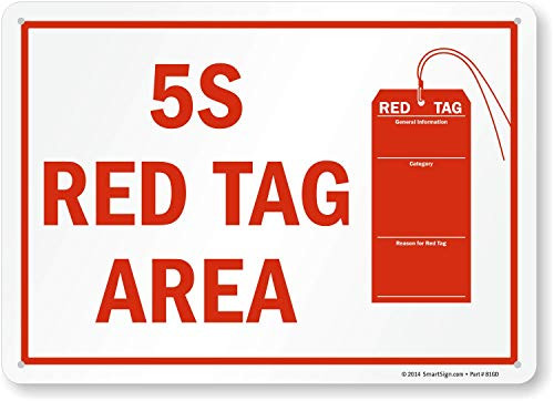 SmartSign  5S Red Tag Area  Sign   10  x 14  Plastic S-6116-PL-14