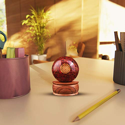 Crocon Red Jasper Orgone Sphere Ball with Wooden Ball Stand   Flower of Life Symbol   Chakra Crystals   Meditation   Home Decor   Office   Size   60 mm Crocon Red Jasper Orgone Sphere Ball with Wooden Ball Stand   Flower of Life Symbol   Chakra Crystals   Meditation   Home Decor   Office   Size   60 mm