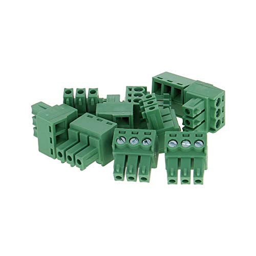 Fielect PCB Terminal Block 10Pcs 300V 8A 3-81mm Pitch 3P Flat Angle Needle Seat Insert-in PCB Terminal Block Connector Green