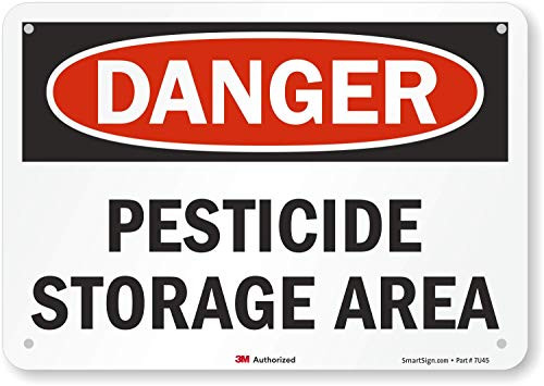 Smartsign U3-1908-RA10X7 Danger Pesticide Storage Area  Reflective Recycled Aluminum Sign  10  x 7