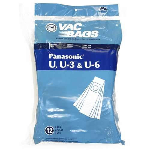 Package of 12 Replacement Panasonic U-U3-U6 Bags