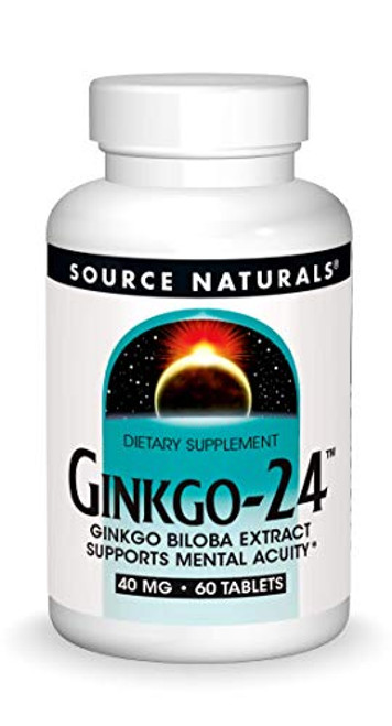 Source Naturals Ginkgo-24 - Ginkgo Biloba Extract 40 mg Supports Mental Acuity - 60 Tablets Source Naturals Ginkgo-24 - Ginkgo Biloba Extract 40 mg Supports Mental Acuity - 60 Tablets
