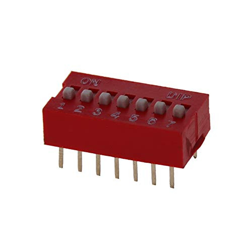 Fielect Red DIP Switch Horizontal 1-7 Positions 2-54mm Pitch for Circuit Breadboards PCB 10Pcs