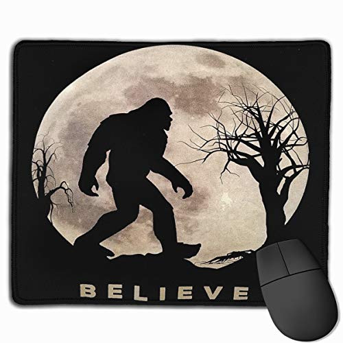 Mouse Pad with Stitched Edge  Funny Bigfoot Sasquatch Full Moon Mouse Mat  Non-Slip Rubber Base Mousepad for Laptop  Computer   Pc