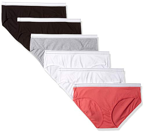 Hanes Women s 6-Pack Cotton Sporty Hipsters with Cool Comfort  Pink-Grey Assorted  9