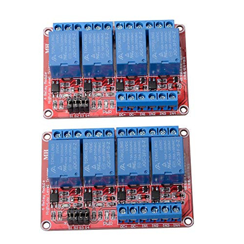 2Pcs DC 5V 4 Channel Relay Module Board Shield with Optocoupler Isolation Suport High-Low Level Trigger Relay