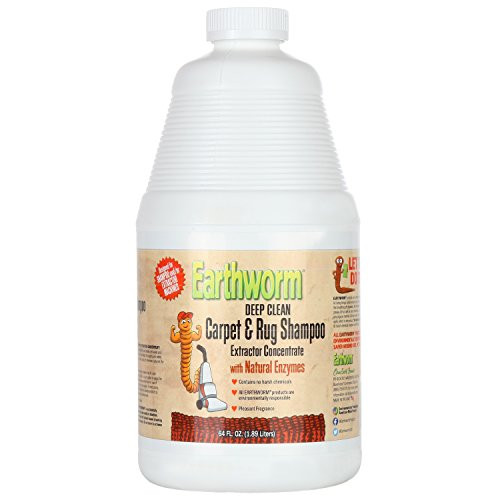 Earthworm Deep Clean Carpet & Rug Shampoo Extractor Concentrate - Natural Enzymes, Safer for Family, Environmentally Responsible - 64 Oz