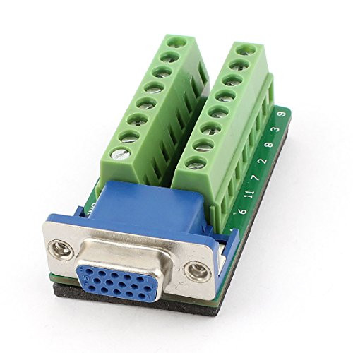 uxcell a15011600ux0274 DB15 D-SUB Female 3 Row 15pin Port to 2 Row Terminal Breakout Board