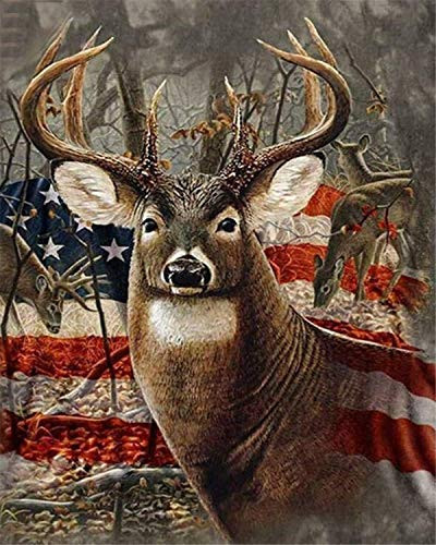 EOBROMD DIY 5D Diamond Painting by Number Kits  Full Drill Crystal Rhinestone Embroidery Pictures Arts Craft for Home Wall Decoration Deer 12x16inches