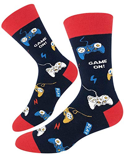 Men Novelty Classic Video Game Controller Crew Socks  Funny Gamer Boyfriend Gift