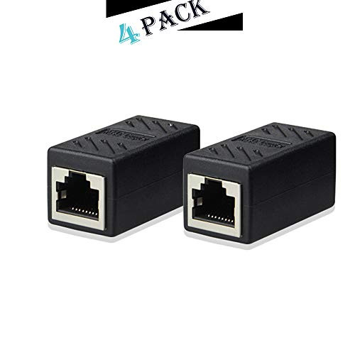 RJ45 Coupler  Network Coupler  Ethernet Cable Extender Adapter  Hielded in-Line Coupler for Cat7-Cat6-Cat5e-Cat5 Ethernet Cable Extender Connector - Female to Female 4 Pack
