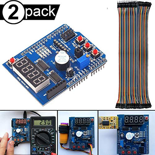 DAOKI 2Pcs Multi-Function Shield Multifunctional Expansion Board Module with Buzzer LM35 4LED with Four Digital Display for Arduino UNO R3 Lenardo Mega2560