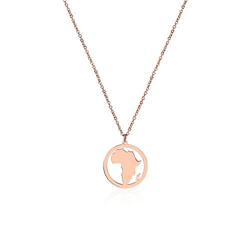 Fashion Africa Map Necklace Cut Copper Hollow Round Pendant Jewelry rose gold Fashion Africa Map Necklace Cut Copper Hollow Round Pendant Jewelry rose gold