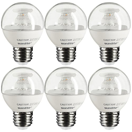 Sunlite G16/LED/5W/E26/D/CL/E/27K/6PK Dimmable Energy Star 2700K Medium Base Warm White LED Globe G16 5W Light Bulb (6 Pack), Clear