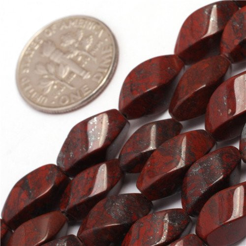 GEM-inside Natural Genuine Mixed Red Jasper Gemstone Loose Beads 6x12mm Twist Energy Stone Power Beads for Jewelry Making 15