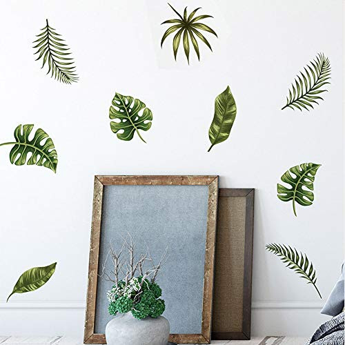 Tropical Plants Bedroom Wall Decor  Palm Leaf Wall Decals for Living Room  96 PCS Tropical Plants Tree Leaves Removable Waterproof for Classroom Kids Nursery Room Wall Decorations