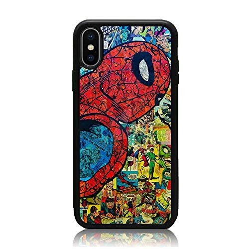 iPhone X Case  Soft TPU   Hard Back Shock Absorption Scratch Proof Slim Protective Case Cover for iPhone X Spider Man Comic Collage