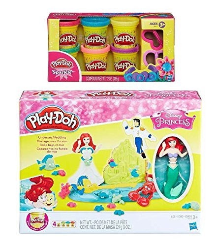 Play-Doh Disney Princess Undersea Wedding with Ariel + Play Doh Sparkle Compound Bundle