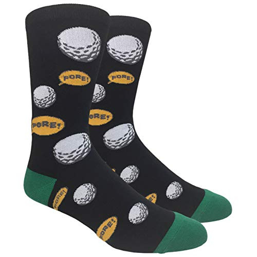 Novelty Socks for Men - Fun Colorful Dress Socks - Premium Cotton - Size 8-13 One Pair Fore! Black