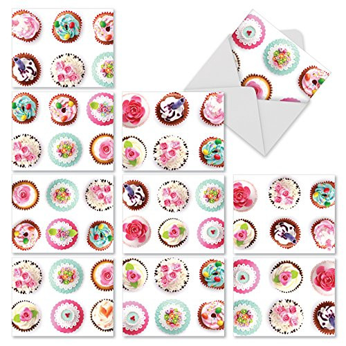 The Best Card Company - 10 Blank Food Note Cards Boxed 4 x 5-12 Inch - All Occasion Assortment  Bulk Set - Frosted Fun M3050