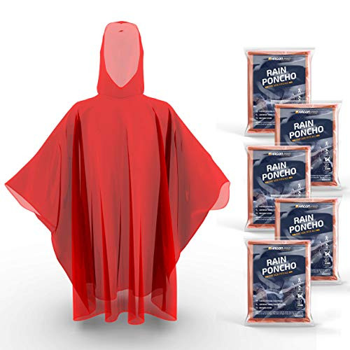 Hagon PRO Disposable Rain Ponchos for Adults 5 Pack Premium Quality 50 Thicker 100 Waterproof Emergency Rain Ponchos with Hood for Concerts Amusement Parks Camping Red 5 Pack Hagon PRO Disposable Rain Ponchos for Adults 5 Pack Premium Quality 50 Thicker 100 Waterproof Emergency Rain Ponchos with Hood for Concerts Amusement Parks Camping Red 5 Pack