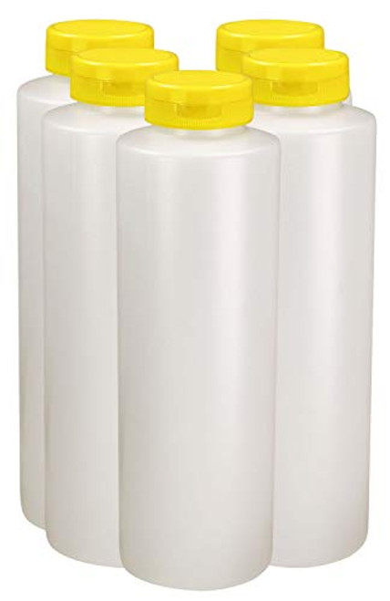 Pinnacle Mercantile Condiment Squeeze Bottles with Flip Top Hinged Yellow Cap 16 oz Set of 5 Perfect for Condiments Sauces Dressings BBQ Ketchup Made USA Pinnacle Mercantile Condiment Squeeze Bottles with Flip Top Hinged Yellow Cap 16 oz Set of 5 Perfect for Condiments Sauces Dressings BBQ Ketchup Made USA