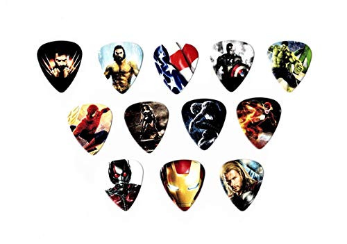 Marvel and DC Comics SuperHeroes Guitar Picks 12 picks in a packet