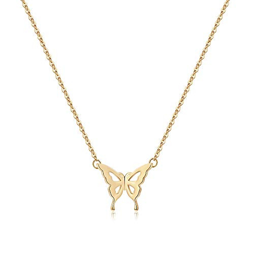 Iefil Gold Butterfly Necklace for Women  Dainty 14k Gold Filled Butterfly Necklace Butterfly Pendant Necklace Butterfly Jewelry Gifts for Women