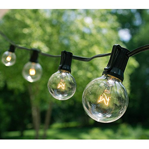 25 Ft G40 String Lights with 25 Globe Lights (Plus 5 Extra Bulbs) for Indoor & Outdoor Use - Perfect for Wedding Lights, Bedroom Lighting, Patio Lights, Dancing Lights, Party Light & More