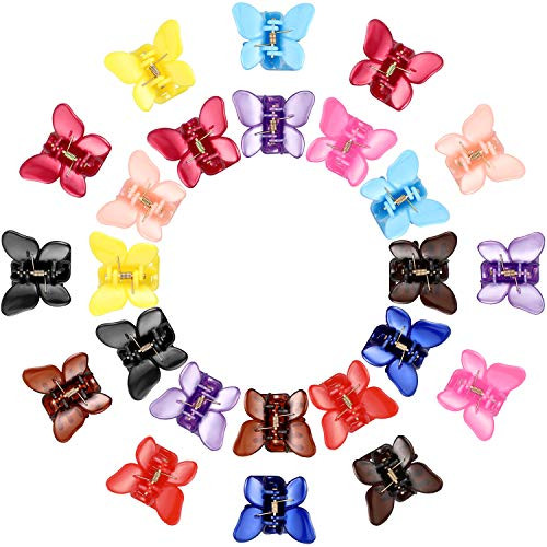 24 Pieces Mini Butterfly Hair Clips Butterfly Hair Claw Clips Colorful No-slip Claw Jaw Hair Clip Clamp for Girls Ladies Women Hair Accessories Classic Pattern