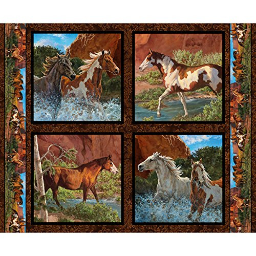 Horse Fabric Wild Wings Pillow Panel Rivers Edge Fabric by the Panel